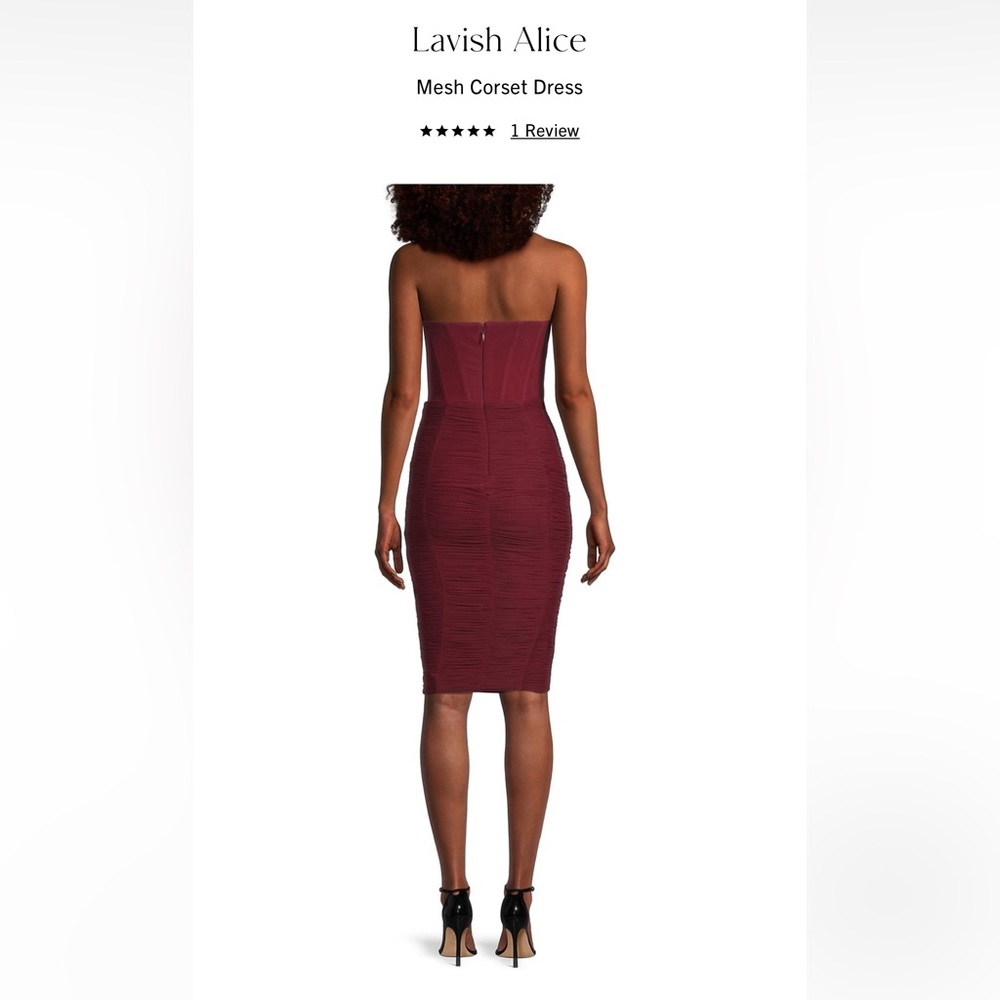 Lavish Alice Mesh Corset Dress Burgundy - Picture 4 of 6